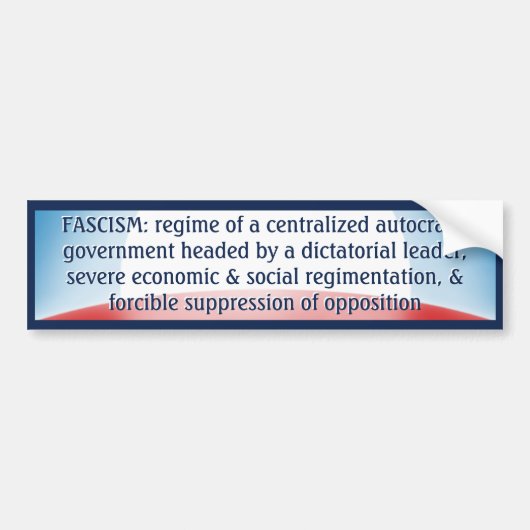 Faschismus-Definition Autoaufkleber (Vorne)