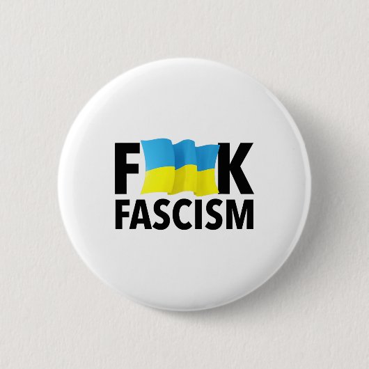 Faschismus - Zensiert mit ukrainischer Flagge Button (Vorderseite)