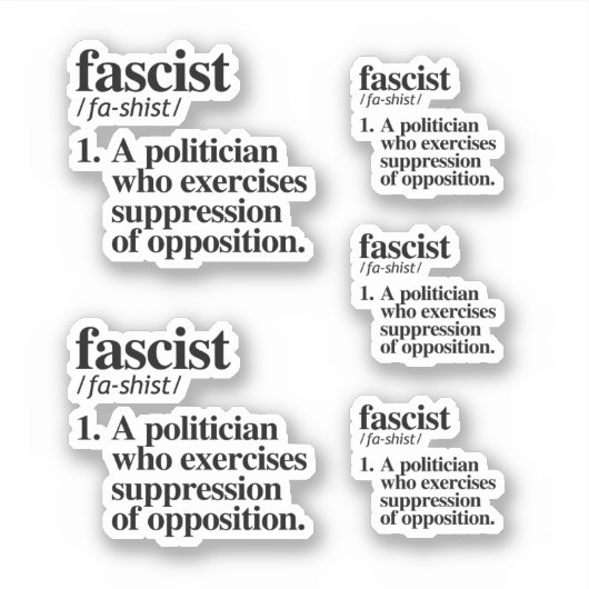 Faschistische Definition Aufkleber (Vorderseite)