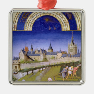 Fascimile von Juni: Heuernte Silbernes Ornament