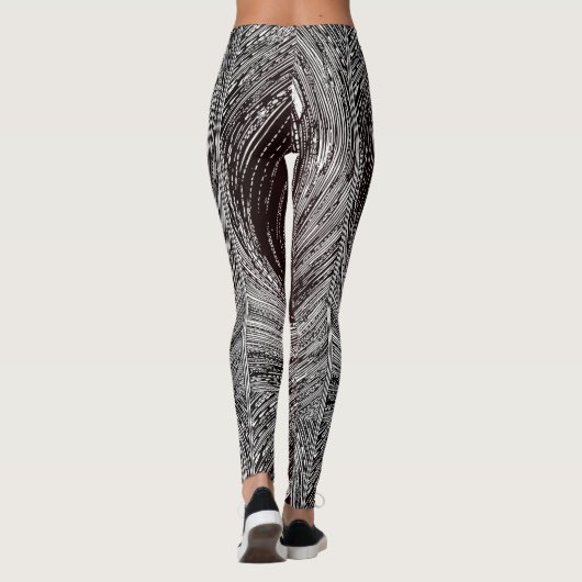 Fascinating Retro Black & White Vortex  Leggings (Rückseite)