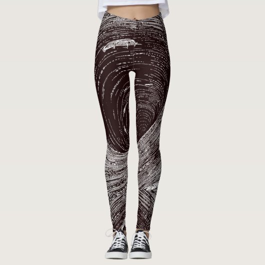 Fascinating Retro Black & White Vortex  Leggings (Vorderseite)