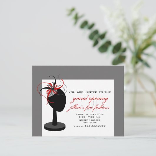 Fascinator Hut - Bekleidungsgeschäft-festliche Einladung (Stehend Vorderseite)