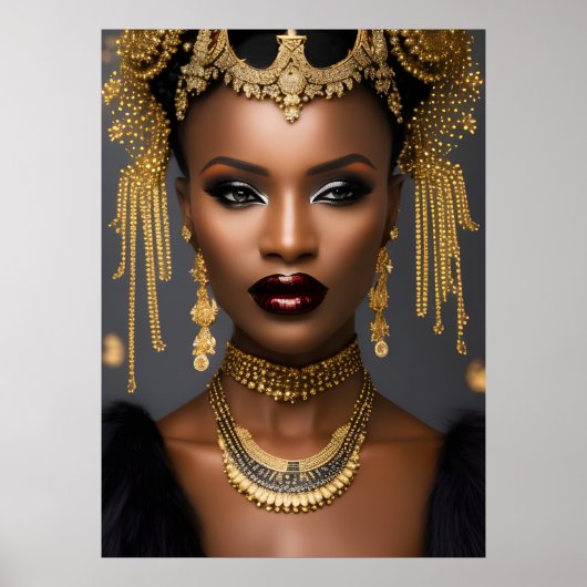 Fashion African exotic Gold Black Headpiece Juwel Poster (Vorne)