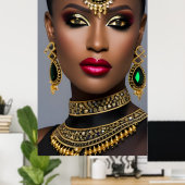 Fashion African Gold Smarald Green Juwelierin Poster (Heimbüro)