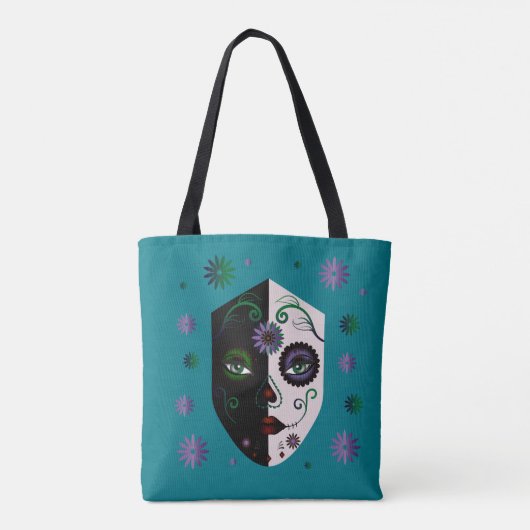 Fashion Aquamarin Girl Skull Face Tasche Purs oder (Rückseite)