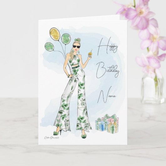 Fashion Birthday Card Karte (Orchidee)