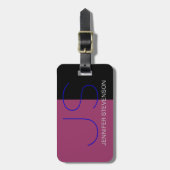 Fashion Black Gray Blue Monogram Gepäckmarke Gepäckanhänger (Vorderseite vertikal)