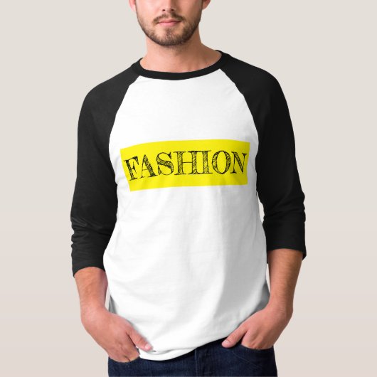 Fashion Black, White und Gelb lang Ärmel T-Shirt (Vorderseite)