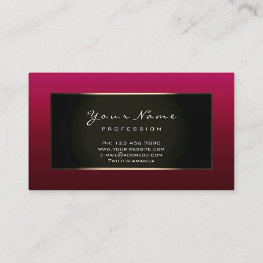 Fashion Blogger Champagne Gold Burgundy Bordeaux Visitenkarte (Rückseite)