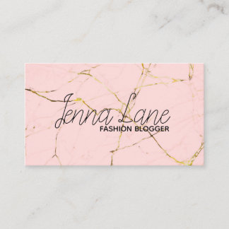 fashion blogger marble modern pink business card visitenkarte