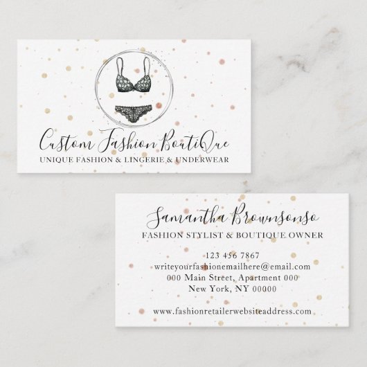 Fashion Boutique Black Night Lingerie Unterwäsche Visitenkarte (Vorne/Hinten)
