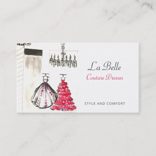 Fashion Boutique Couture Dressmaker Business Card Visitenkarte (Vorderseite)