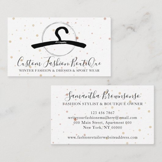 Fashion Boutique Schwarzes Kleid Schneider Nähhhan Visitenkarte (Vorne/Hinten)