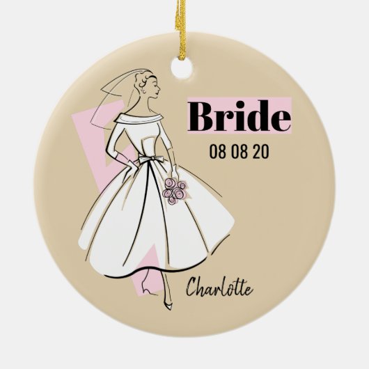 Fashion Bride Neutral Bride Date Name ornament (Hinten)