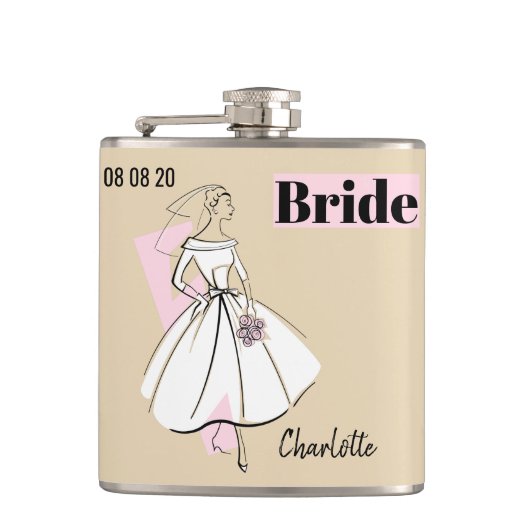 Fashion Bride Neutral Bride Name Flasche Flachmann (Vorderseite)