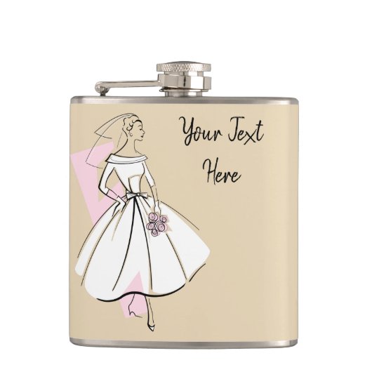 Fashion Bride Neutral Text Flasche Flachmann (Vorderseite)