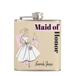 Fashion Bride Neutral Trauzeugin Name Flasche Flachmann