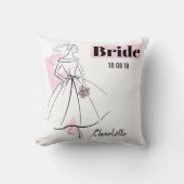 Fashion Bride Pink Bride Datum Name Multi-Back Kissen (Vorderseite)