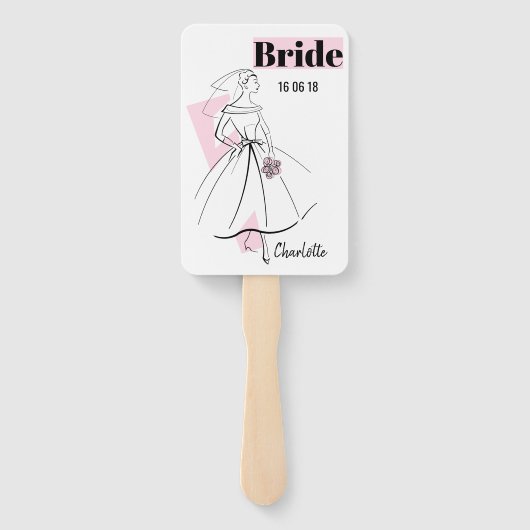 Fashion Bride Pink Bride Fan Paddel Fächer (Rückseite)