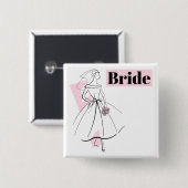 Fashion Bride Pink Bride Knopfplatz Button (Vorne & Hinten)