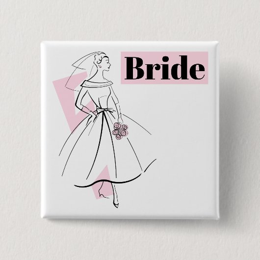 Fashion Bride Pink Bride Knopfplatz Button (Vorderseite)