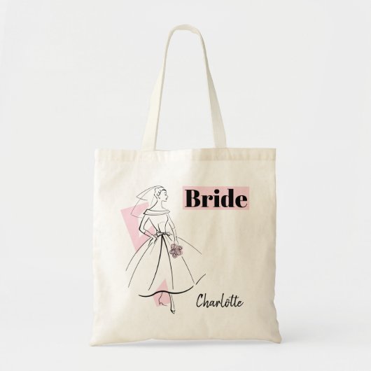 Fashion Bride Pink Bride Name Budget Tasche (Vorne)
