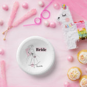 Fashion Bride Pink Bride Name Pappteller (Party)