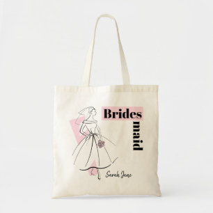 Fashion Bride Pink Bridesmaid Name Tasche