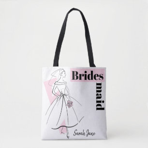 Fashion Bride Pink Bridesmaid Name Tasche