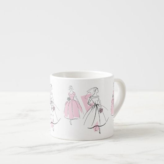 Fashion Bride Pink Bridesmaid Tasse Espresso (Vorderseite Rechts)