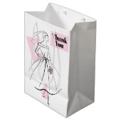 Fashion Bride Pink Danke, Geschenktüte Medium (Vorderseite Schrägansicht)