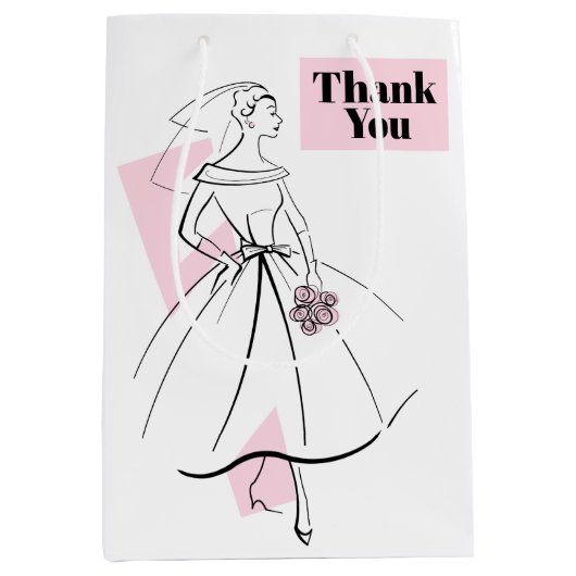 Fashion Bride Pink Danke, Geschenktüte Medium (Vorderseite)