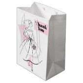 Fashion Bride Pink Danke, Geschenktüte Medium (Rückseite Schrägansicht)