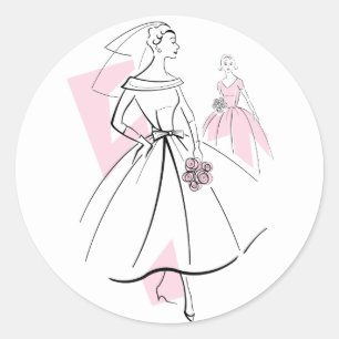 Fashion Bride Pink Group Aufkleber rund