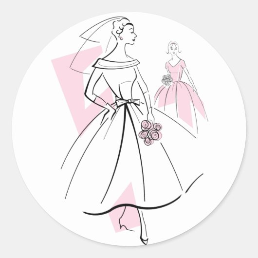 Fashion Bride Pink Group Aufkleber rund (Vorderseite)