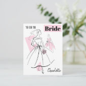 Fashion Bride Pink Group Datum Name Postkarte (Stehend Vorderseite)