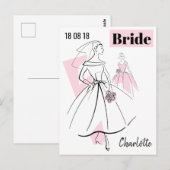 Fashion Bride Pink Group Datum Name Postkarte (Vorne/Hinten)
