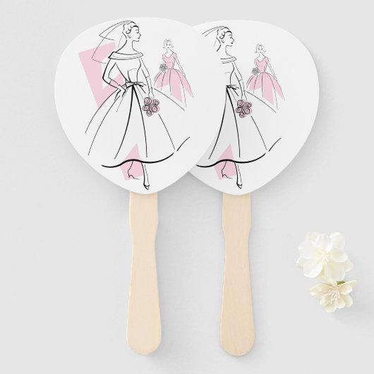 Fashion Bride Pink Group Fan Paddel Fächer (Vorne und Hinten)