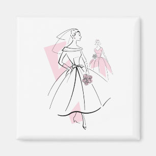 Fashion Bride Pink Group Magnetquadrat Magnet