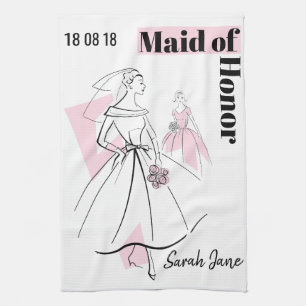 Fashion Bride Pink Group Trauzeugin Geschirrtuch