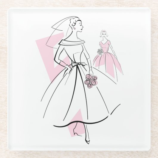Fashion Bride Pink Group Untersetzer (Vorderseite)