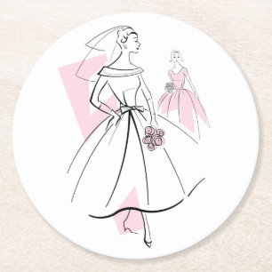 Fashion Bride Pink Group Untersetzer rund