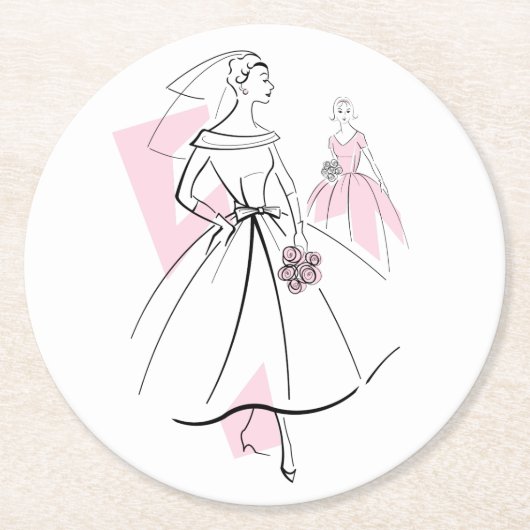 Fashion Bride Pink Group Untersetzer rund (Vorderseite)