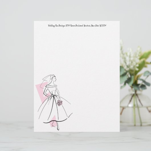 Fashion Bride Pink Kopfschrift oben Briefbogen (Stehend Vorderseite)