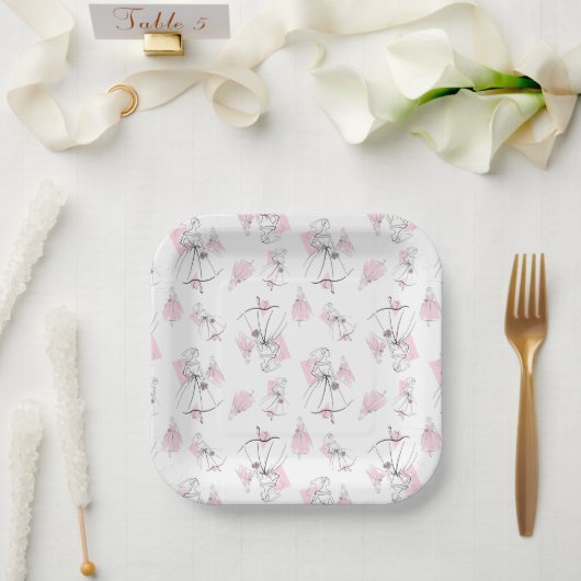 Fashion Bride Pink Multi Square Pappteller (Hochzeit)