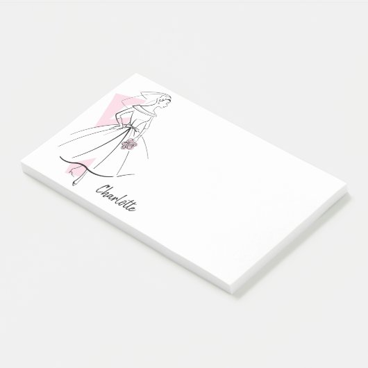 Fashion Bride Pink Name Post-it-Notizen Post-it Klebezettel (angewinkelt)
