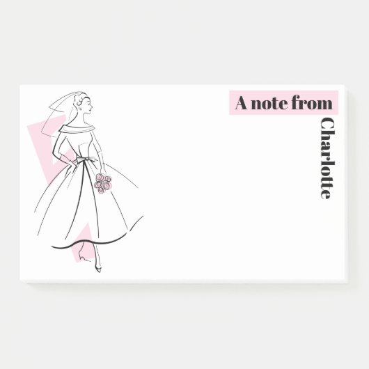 Fashion Bride Pink Note Name Postit Notizen (Vorderseite)