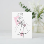 Fashion Bride Pink Postkarte (Stehend Vorderseite)