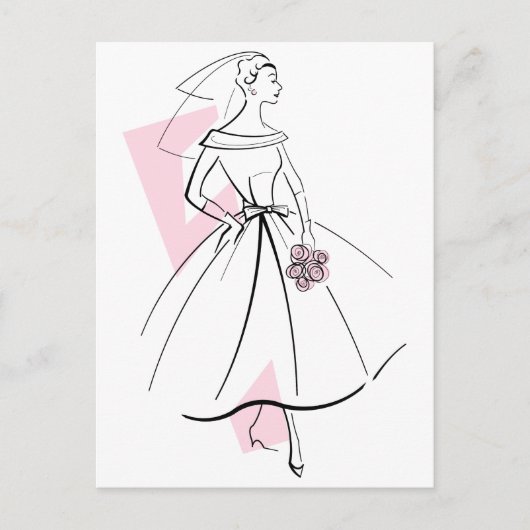 Fashion Bride Pink Postkarte (Vorderseite)